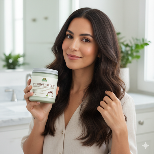 Beef Tallow Hair Cream - Organic Moisturizing & Styling Balm for All Hair Types