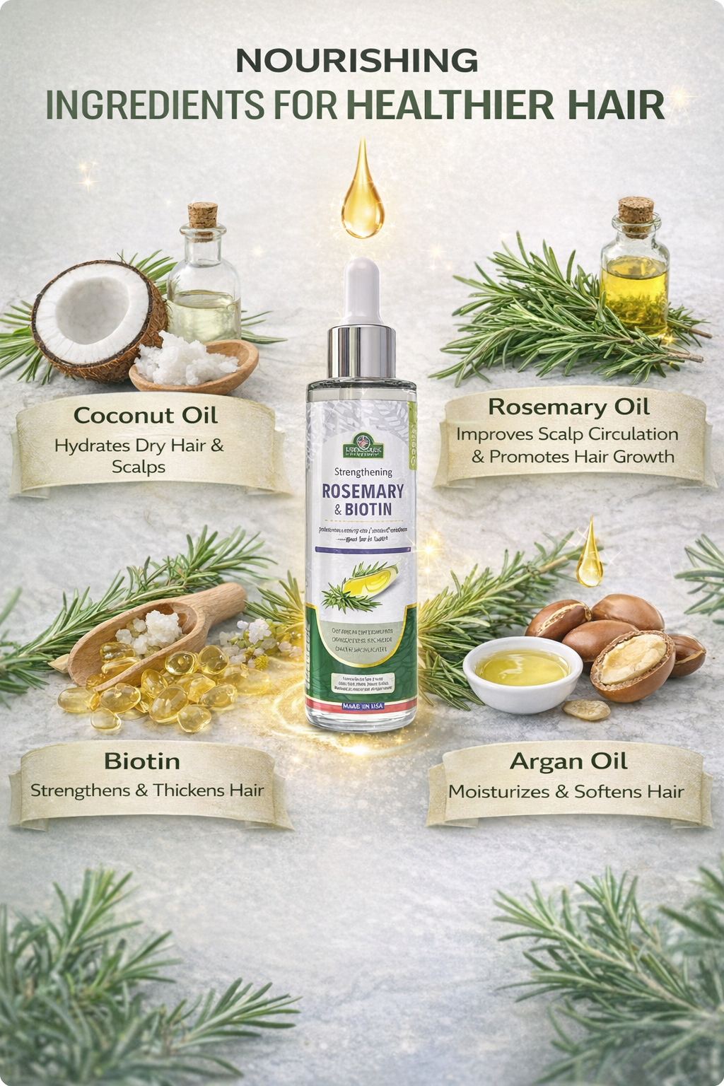 Rosemary Hair Oil – Strengthen, Smooth & Nourish Dry, Damaged Hair