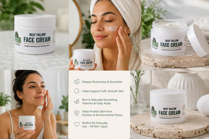 Beef Tallow Face Cream – Deeply Moisturizing & Nourishing Skin Balm ( FREE SAMPLE)