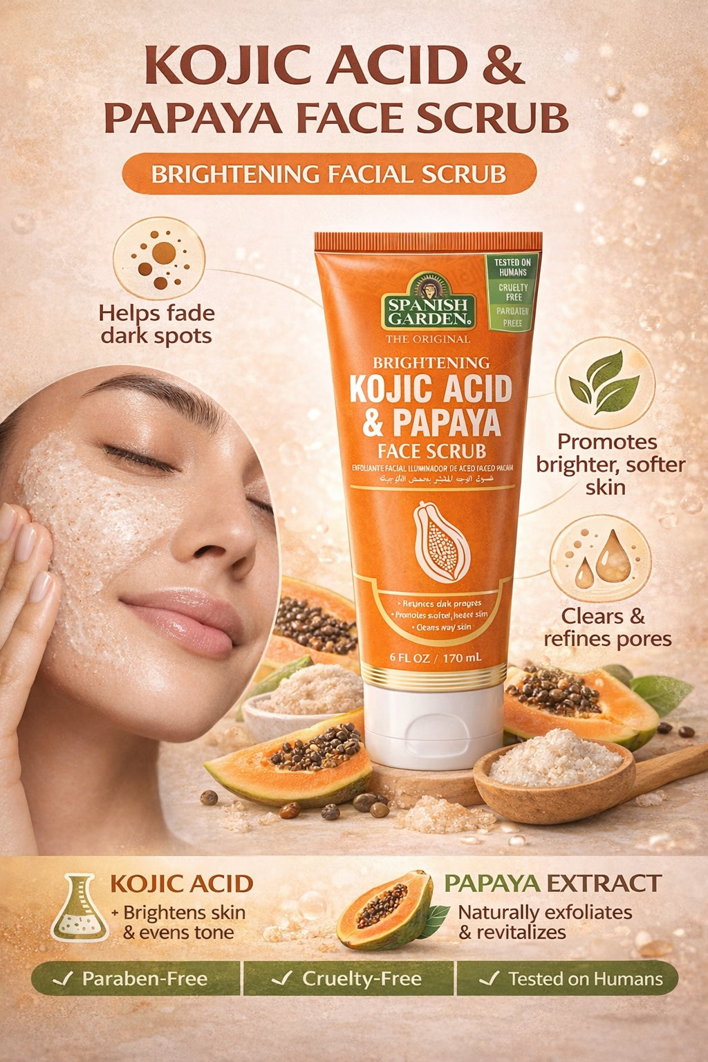 Kojic Acid & Papaya Face Scrub – Brighten, Exfoliate & Renew